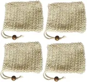 Ipetboom Foaming Net Bubble Maker Bag 4pcs Burlap Drawstring Soap Storage Facial Net Soap Holder Face Washing Bag Ideal for Home and Travel