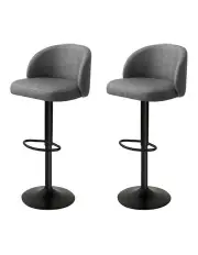[Levede] Pu Leather Footrest Swivel Adjustable Bar Stools x2 in Grey