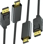 tunghey 2Pack 4K DisplayPort to HDMI Cable, DP to HDMI Male Video UHD 1440P/2K@120Hz,4K@30 DP to HDTV Uni-Directional Cord for Monitor, Projector, Desktop (1M)