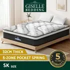 Giselle Bedding 32cm Mattress Euro Top Bed Pocket Spring Medium Firm Super King
