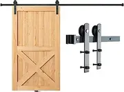 VEVOR 8FT Sliding Barn Door Hardware Kit, 330LBS Loading Heavy Duty Barn Door Track Kit for Single Door, Fit 3.7-4.3FT Wide and 1.3"-1.8" Thick Door Panel, with Smooth & Silent Pulley (I Shape)