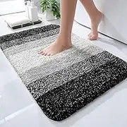 YUTA Bathroom Rugs Mat Extra Soft and Absorbent Microfiber Bath Rugs, Non-Slip Plush Shaggy Bath Carpet, Machine Wash Dry, Bath Mat for Bathroom Floor, Tub and Shower, 40x60cm, Black