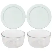 Pyrex 7202 1-Cup Glass Bowls & 7202-PC White Lids (2-Pack)