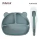 BeBeLock 吸附型重磅餐盤+離乳湯匙-夜月灰
