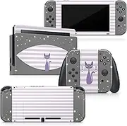Tacky Design Purple Cat Skin for Nintendo Switch Skin - Premium Vinyl 3M Kawaii Nintendo Switch Stickers Set - Switch Skin for Console, Dock, Joy Con - Decal Full Wrap