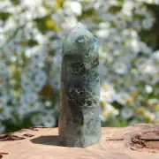 3.3in 101g Prehnite Crystal Tower, Epidote Rutile, Namibia