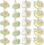 [Yukfhgt] Enamel Animal Alloy Jewelry 20 pieces Cute Spring Flowers Turtle Snail Rabbit Frog Pendant DIY Necklace Earrings Bracelet Keychain。, Alloy