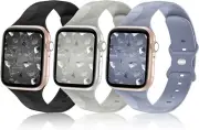 3 Replacement Bands Strap Compatible w/ Apple Watch 38 40 41 mm Black Grey Stone
