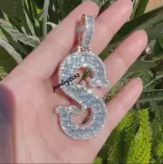 3Ct Baguette D/VVS Moissanite Men's Custom Initial Letter Pendant 925 Silver