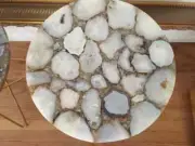 White Agate Stone Coffee Table Top, Agate Living Room Side Round Table Top Decor