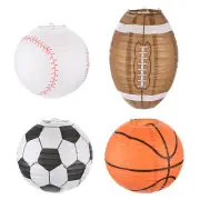 4Pcs 12in Sports Theme Paper Lantern Set, Multicolored