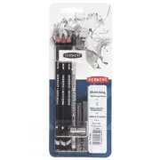 Derwent Graphite Sketching Mixed Media Pencils Set Pack 6 Sharpener Eraser