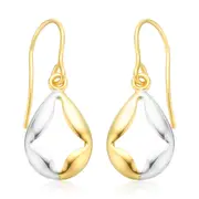 9ct Two Tone Drop Earrings