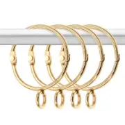 20 Pcs Openable Gold Curtain Rings Open and Close Metal Rustproof Drapery LoopO1