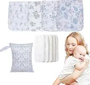 Reusable Diapers Baby,Adjustable Washable Cloth Baby Diapers - Absorbent & Breathable Liners with 4 Inserts & 1 Wet Bag for Toddler Boys Girls
