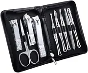 Manicure Set Professional Pedicure Kit with Thicker Handle Nail Clippers Set 9 in 1 Nail Care Tools for Family （Black、White） (Color : Silver)