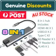 8 in 1 USB-C Type C Multi Function Hub,HDMI 4K, USB3.0,TF,SD,RJ45 100Mbps PD 87W