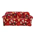 Sofa Cover Red Mix Christmas Print Design Stretchable Non Slip Slipcover fabric,