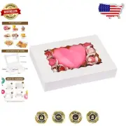 40 Durable White Bakery Boxes with Crystal Window - Perfect for Cakes and Donuts