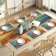 Blue and Orange Table Runner and 13"x72"+12"x18" Abstract Blue Orange