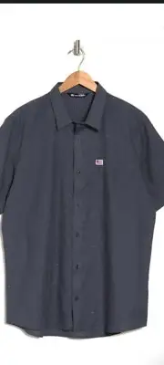 NWT Travis Mathew Home of the Free Blue Nights Short Sleeve Shirt Mens XL