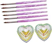 VICASKY Diy Nail Art Kit 2 Crystal Cup 6 Wave Pen Set for Liquid Powder for Salons Home
