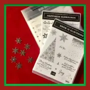 Stampin' Up! SNOW IS GLISTENING & HAPPINESS Stamps & SNOWFALL Dies Plus **NEW**