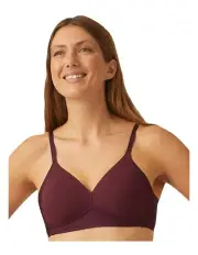 [Naturana] Side Smoothing Soft Cup Wireless Padded Bra in Burgund