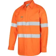 Hi Vis Taped 2-Tone Lightweight RipStop Breathable Long Sleeve Orange Cotton ...