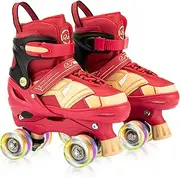 Roller Skates for Kids Girls, 4 Size Adjustable Quad Skate with Light Up Wheels for Children Indoor and Outdoor