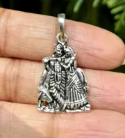 925 Sterling Silver Lord Radha Krishna Pendant, Wearing Temple, Puja 3.1 gm