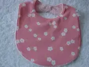 White Daisies Pink Newborn Baby Bib Cotton Front Towelling Back Handmade