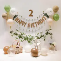 在飛比找momo購物網優惠-韓系森林寶貝週歲生日氣球組1組(派對 氣球 生日 布置 森林