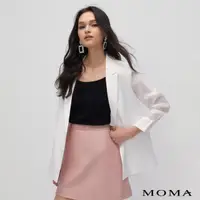在飛比找momo購物網優惠-【MOMA】純白雅致半透袖西裝外套(白色)