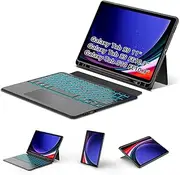 Trackpad Keyboard Case for Samsung Galaxy Tab S9 11"/S9 FE 10.9" 2023/S10 FE 10.9" 5G 2025, Magnetic S9 FE Tablet Portable Stand Cover Detachable Wireless 7-Color Backlit Keyboard Black, S Pen Slot
