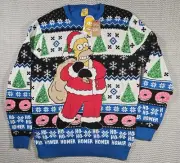 The Simpsons Homer Ugly Christmas Sweater Men Sz 2XL Pullover Primark Multicolor