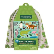 36pc Mudpuppy To Go Jigsaw Puzzle 31x23cm Animals of the World Kids Game 3y+