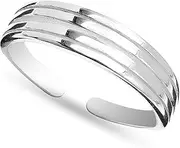 [Charmsy Silver] Charmsy 925 Sterling Silver Plain Cutwork Band Antique Oxidized Leaf Design Antique Fancy Swirl Open Adjustable Toe Ring for Women