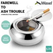Wasel Stainless Steel Ashtray Cigarette Smoking Lidded Case Windproof Ash Holder