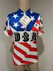 Vintage NOS 80's R.Ando America FLag USA Cycling Jersey SS Coolmax Large L