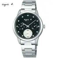 在飛比找PChome24h購物優惠-agnes b. 閃亮晶鑽時尚女錶(黑x銀/32mm) BP
