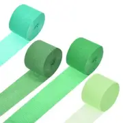 Green Scheme Crepe Paper Streamers - 1.8 Inch x 82 ft / 4 Roll