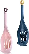 BRIGHTFUFU Set of 2 Plastic Serving Spoons Strainer for Noodles Eggs Garlic Kitchen Strainer Efficient Cooking Utensils