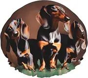 Dachshund Weiner Dog Print Shower Cap For Women Men Reusable Lightweight Soft Bath Hair Cap With Elastic Band