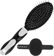 2Pcs Dog Grooming Brush, Dog Shampoo Brush, Double Sided Cat Hair Comb, with TPR Handle, Double Sided Shedding and Dematting Undercoat Rake Comb, Pet Bathing Supplies, for Pet Lovers (White)