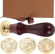 OSALADI 1Set DIY Wax Seal Stamp Kit Vintage Sealing Wax for Invitations Party Decoration Craft Projects Includes Stamp Heads Cat Moon Retro Design