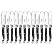 12pc Laguiole Etiquette 11.5cm Stainless Steel Pate Knife Cutlery Marble Black