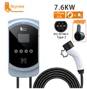 feyree EV Charger 32A 7.6KW Electric Vehicle Car Charger EVSE Wallbox 11KW 22KW 3Phase Type2 Cable IEC62196-2 Socket APP Control 7.6KW 32A 1 phase