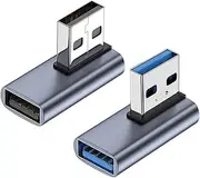 AreMe 90 Degree USB 3.1 Adapter 2 Pack, Left and Right Angle USB A Male to Female Converter Extender for PC, Laptop, USB A Charger, Power Bank and More