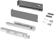 Emuca - Drawer Kit for Kitchen and Bathroom, Height 178 mm, Depth 500 mm, 30 kg, Soft Close, Panels Not Included, Steel, Anthracite Grey
